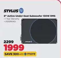 STYLUS 8" Active Under-Seat Subwoofer 130W RMS