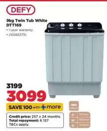 DEFY 9KG Twin Tub White DTT169