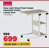 Gaby Light Wood Finish Height Adjustable Mobile Laptop Desk