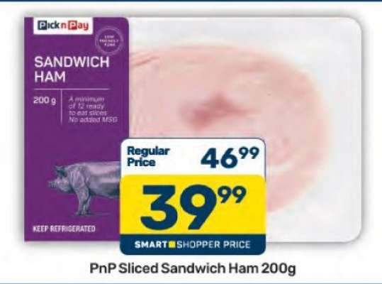 PnP Sliced Sandwich Ham 200g