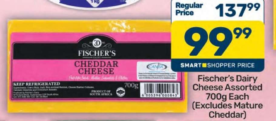 Fischer's Dairy Cheese Assorted 700g Each (Excludes Mature Cheddar)