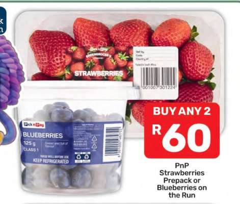 PnP Strawberries Prepack or Blueberries on the Run