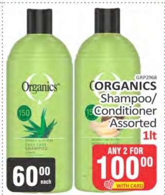 Organics Shampoo/Conditioner Assorted 1lt