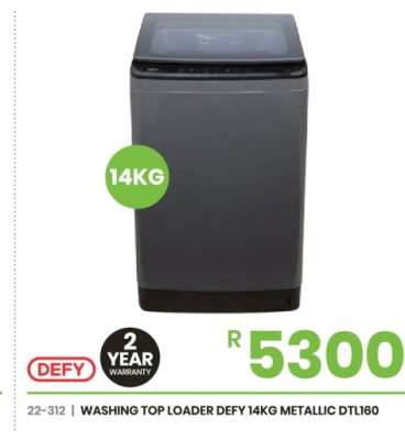WASHING TOP LOADER DEFY 14KG METALLIC DTL160