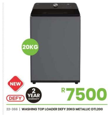 WASHING TOP LOADER DEFY 20KG METALLIC DTL200
