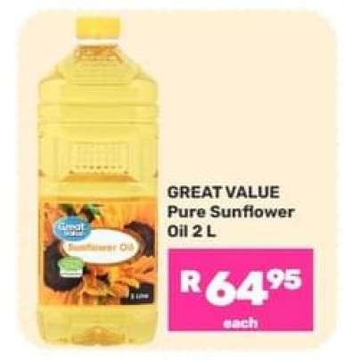 GREAT VALUE Pure Sunflower Oil 2 L
