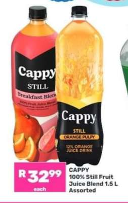 Cappy 100% Still Fruit Juice Blend 1.5 L Assorted