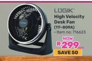 LOGIK High Velocity Desk Fan (TF-809A)