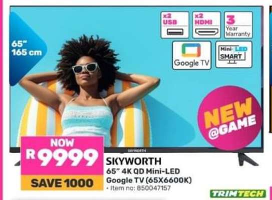 SKYWORTH 65" 4K QD Mini-LED Google TV (65X6600K)