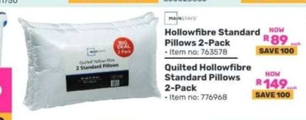 Hollowfibre Standard Pillows 2-Pack