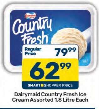 Dairymaid Country Fresh Ice Cream Assorted 1.8 Litre Each
