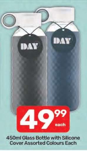 450ml Glass Bottle with Silicone Cover Assorted Colours Each