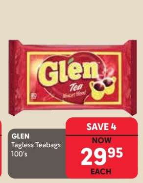 GLEN Tagless Teabags 100's