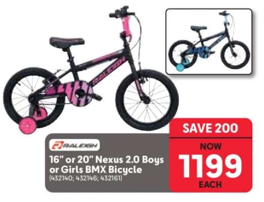 16” or 20” Nexus 2.0 Boys or Girls BMX Bicycle