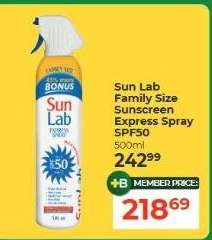 Sun Lab Family Size Sunscreen Express Spray SPF50