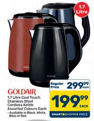 Goldair 1.7 Litre Cool Touch Stainless Steel Cordless Kettle