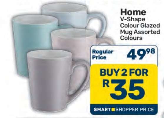 Home V-Shape Colour Glazed Mug Assorted Colours