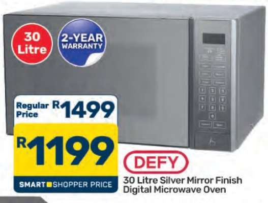DEFY 30 Litre Silver Mirror Finish Digital Microwave Oven
