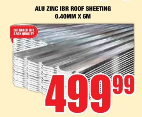 ALU ZINC IBR ROOF SHEETING 0.40MM X 6M