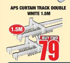 APS CURTAIN TRACK DOUBLE WHITE 1.5M