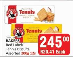 BAKERS Red Label/Tennis Biscuits Assorted