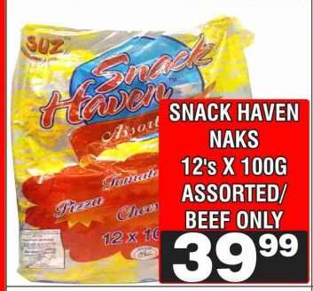 SNACK HAVEN NAKS 12's X 100G ASSORTED/BEEF ONLY