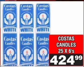 COSTAS CANDLES 25 X 6's