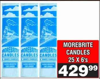 MOREBRITE CANDLES 25 X 6'S