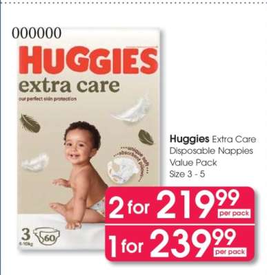 Huggies Extra Care Disposable Nappies Value Pack Size 3 - 5