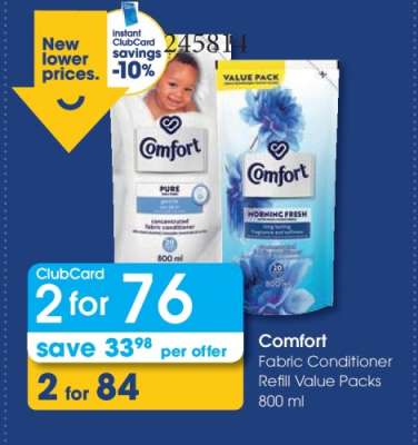 Comfort Fabric Conditioner Refill Value Packs 800 ml