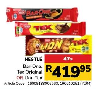 NESTLÉ Bar-One, Tex Original OR Lion Tex