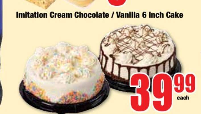 Imitation Cream Chocolate / Vanilla 6 Inch Cake