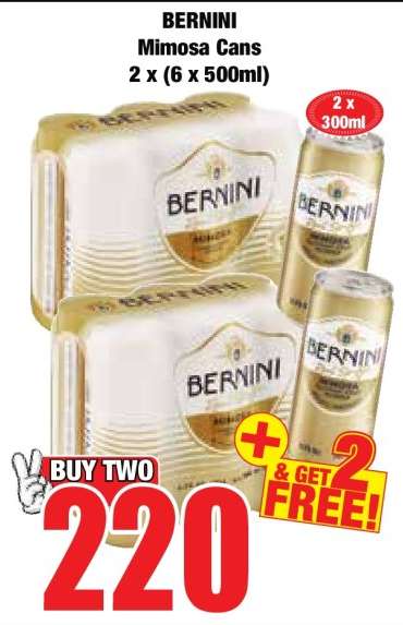 BERNINI Mimosa Cans 2 x (6 x 500ml)