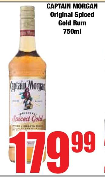 CAPTAIN MORGAN ORIGINAL SPICED GOLD RUM 750ml