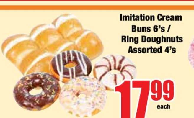Imitation Cream Buns 6's / Ring Doughnuts Assorted 4's