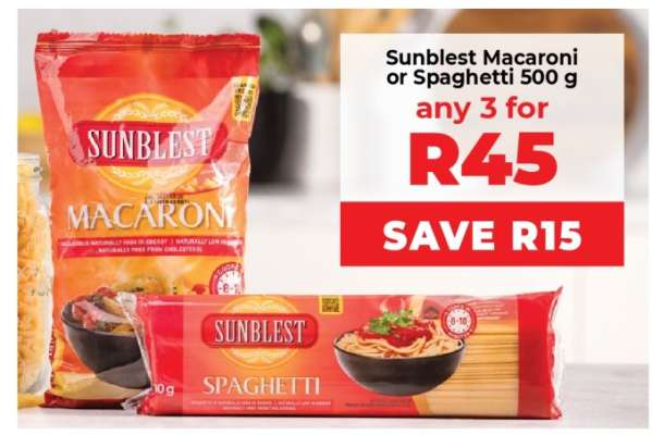 Sunblest Macaroni or Spaghetti 500 g