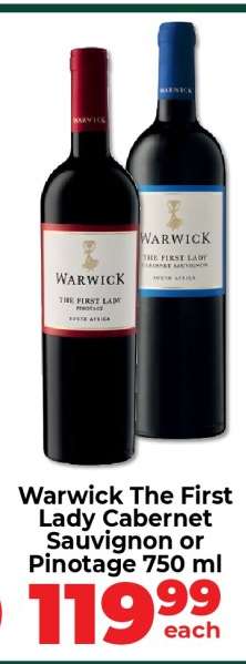 Warwick The First Lady Cabernet Sauvignon or Pinotage 750 ml