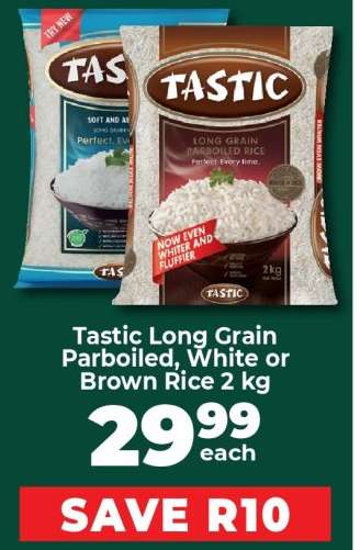 Tastic Long Grain Parboiled White or Brown Rice 2 kg