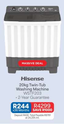 Hisense 20kg Twin-Tub Washing Machine WSTF203