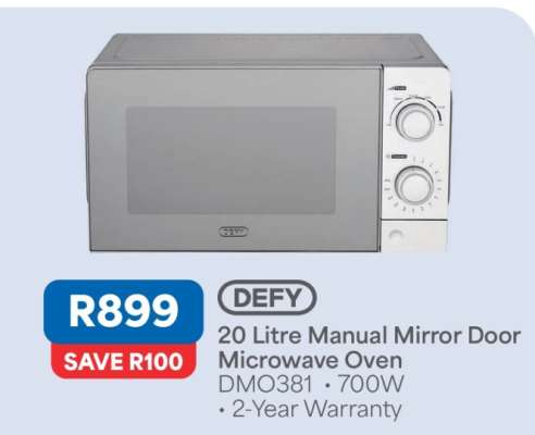 DEFY 20 Litre Manual Mirror Door Microwave Oven