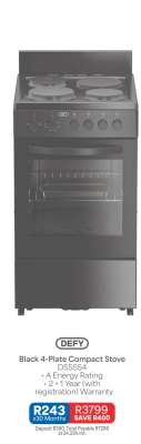 DEFY Black 4-Plate Compact Stove