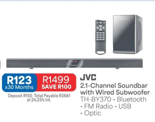 JVC 2.1 Channel Soundbar with Wired Subwoofer