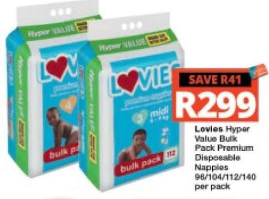 Lovies Hyper Value Bulk Pack Premium Disposable Nappies