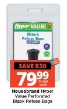 Housebrand Hyper Value Perforated Black Refuse Bags