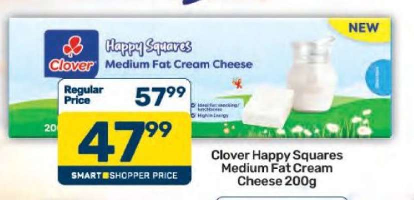Clover Happy Squares Medium Fat Cream Cheese 200g