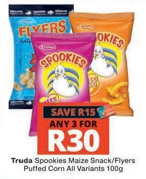 TRUDA SPOOKIES MAIZE SNACK / FLYERS PUFFED CORN