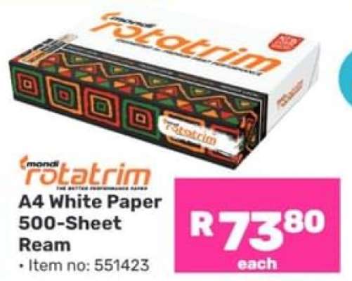 Mondi Rotatrim A4 White Paper 500 Sheet Ream