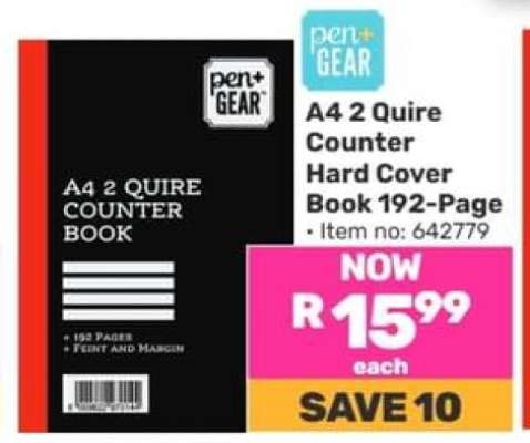 A4 2 Quire Counter Hard Cover Book 192-Page