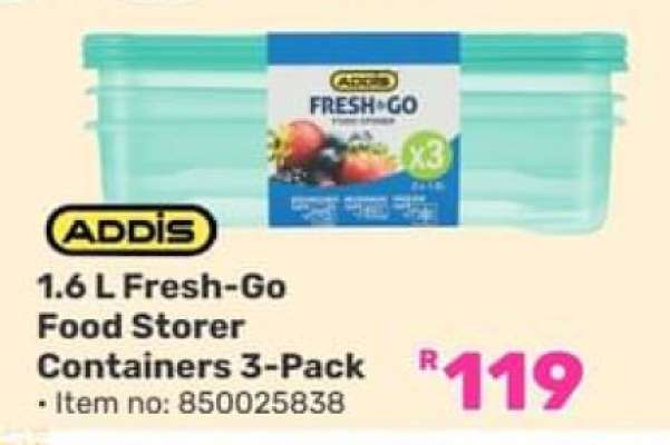 ADDIS 1.6 L Fresh-Go Food Storer Containers 3-Pack