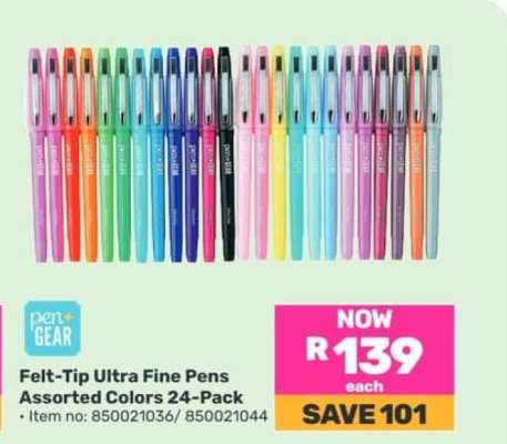 Felt-Tip Ultra Fine Pens Assorted Colors 24-Pack